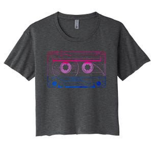 Subtle Bisexual Bi Pride Flag Cassette Women's Crop Top Tee