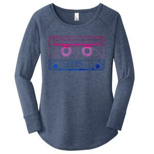 Subtle Bisexual Bi Pride Flag Cassette Women's Perfect Tri Tunic Long Sleeve Shirt