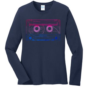 Subtle Bisexual Bi Pride Flag Cassette Ladies Long Sleeve Shirt