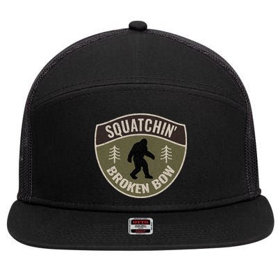Squatchin Broken Bow Oklahoma Bigfoot Sign Art Sasquatch 7 Panel Mesh Trucker Snapback Hat