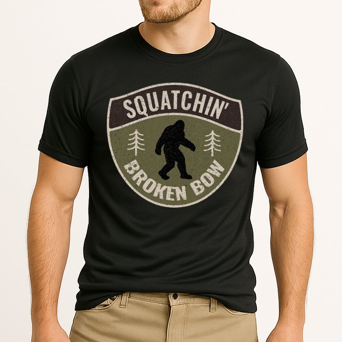 Squatchin Broken Bow Oklahoma Bigfoot Sign Art Sasquatch Performance Shirt