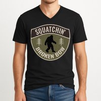 Squatchin Broken Bow Oklahoma Bigfoot Sign Art Sasquatch V-Neck T-Shirt