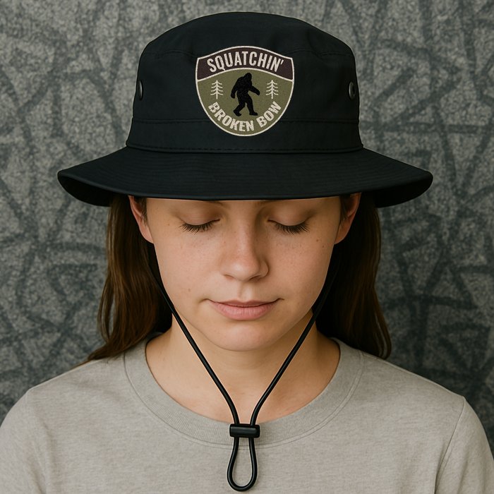 Squatchin Broken Bow Oklahoma Bigfoot Sign Art Sasquatch Bucket Hat