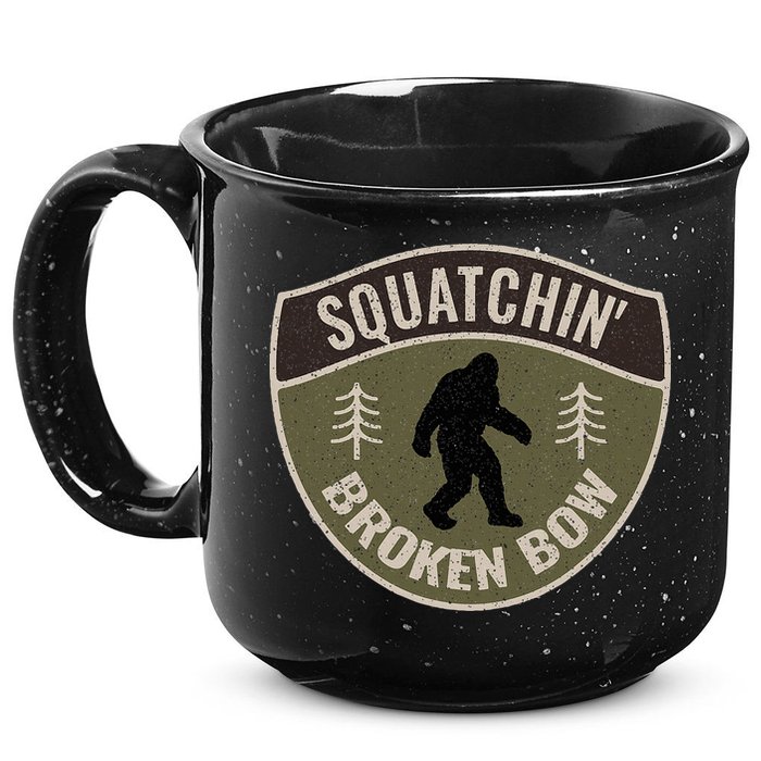 Squatchin Broken Bow Oklahoma Bigfoot Sign Art Sasquatch 15oz Campfire Ceramic Mug