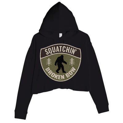 Squatchin Broken Bow Oklahoma Bigfoot Sign Art Sasquatch Crop Fleece Hoodie