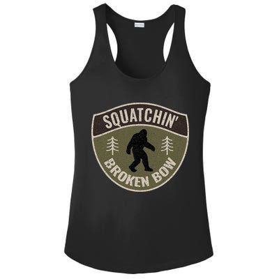 Squatchin Broken Bow Oklahoma Bigfoot Sign Art Sasquatch Ladies PosiCharge Competitor Racerback Tank