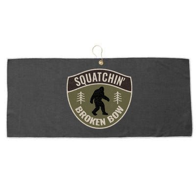 Squatchin Broken Bow Oklahoma Bigfoot Sign Art Sasquatch Large Microfiber Waffle Golf Towel