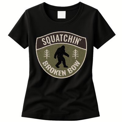 Squatchin Broken Bow Oklahoma Bigfoot Sign Art Sasquatch Womens T-Shirt