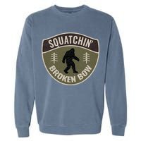 Squatchin Broken Bow Oklahoma Bigfoot Sign Art Sasquatch Garment-Dyed Sweatshirt