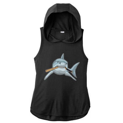 Shark Baseball Baseball Bat Sports Gift Ladies PosiCharge Tri-Blend Wicking Draft Hoodie Tank