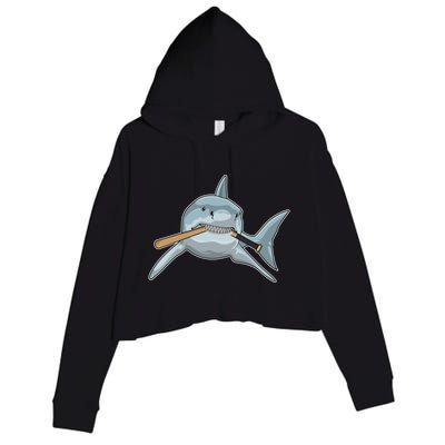 Shark Baseball Baseball Bat Sports Gift Crop Fleece Hoodie