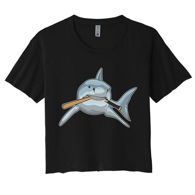 Shark Baseball Baseball Bat Sports Gift Women's Crop Top Tee