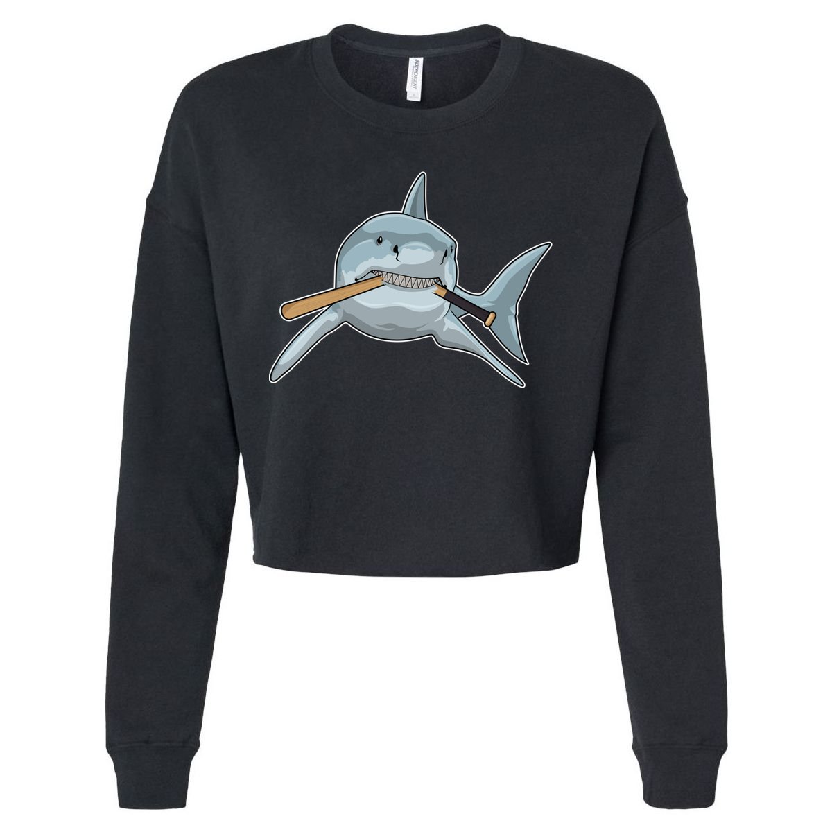 Shark Baseball Baseball Bat Sports Gift Cropped Pullover Crew