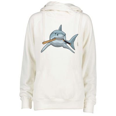 Shark Baseball Baseball Bat Sports Gift Womens Funnel Neck Pullover Hood