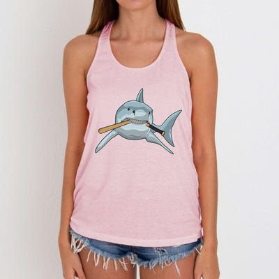 Shark Baseball Baseball Bat Sports Gift Women's Knotted Racerback Tank