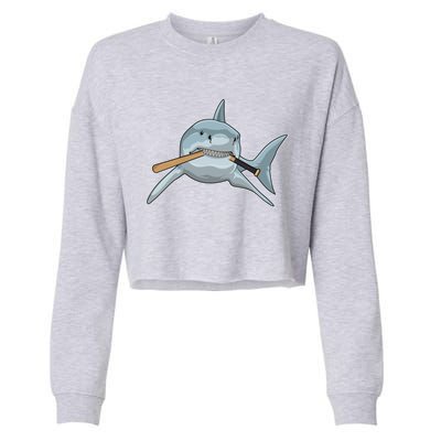 Shark Baseball Baseball Bat Sports Gift Cropped Pullover Crew