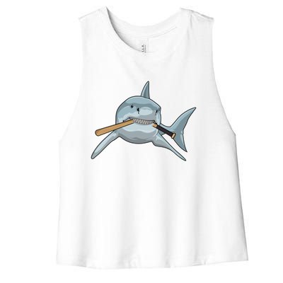 Shark Baseball Baseball Bat Sports Gift Women's Racerback Cropped Tank