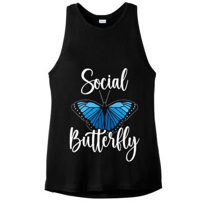 Social Butterfly Behavior Extroverted Extrovert Ladies PosiCharge Tri-Blend Wicking Tank