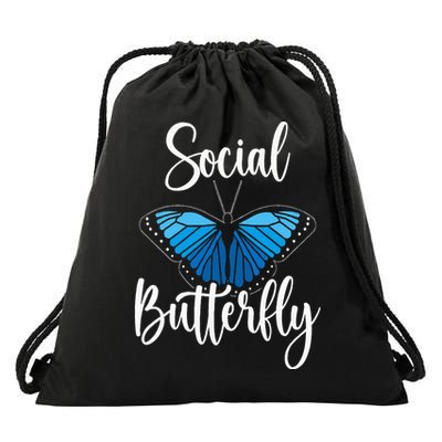 Social Butterfly Behavior Extroverted Extrovert Drawstring Bag