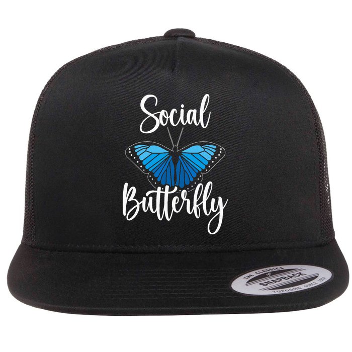 Social Butterfly Behavior Extroverted Extrovert Flat Bill Trucker Hat