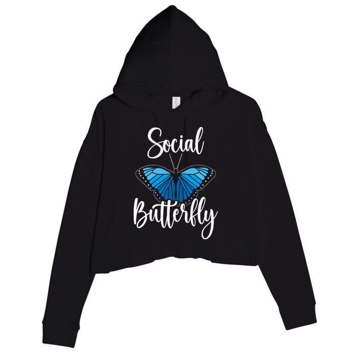 Social Butterfly Behavior Extroverted Extrovert Crop Fleece Hoodie