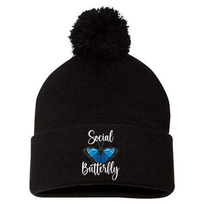 Social Butterfly Behavior Extroverted Extrovert Pom Pom 12in Knit Beanie