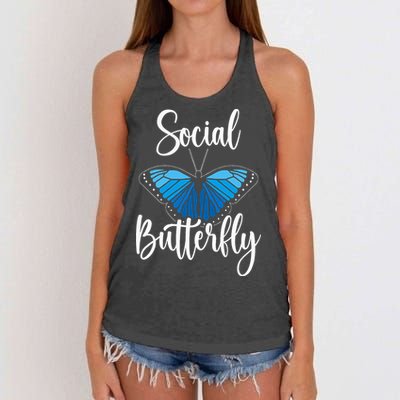 Social Butterfly Behavior Extroverted Extrovert Women's Knotted Racerback Tank