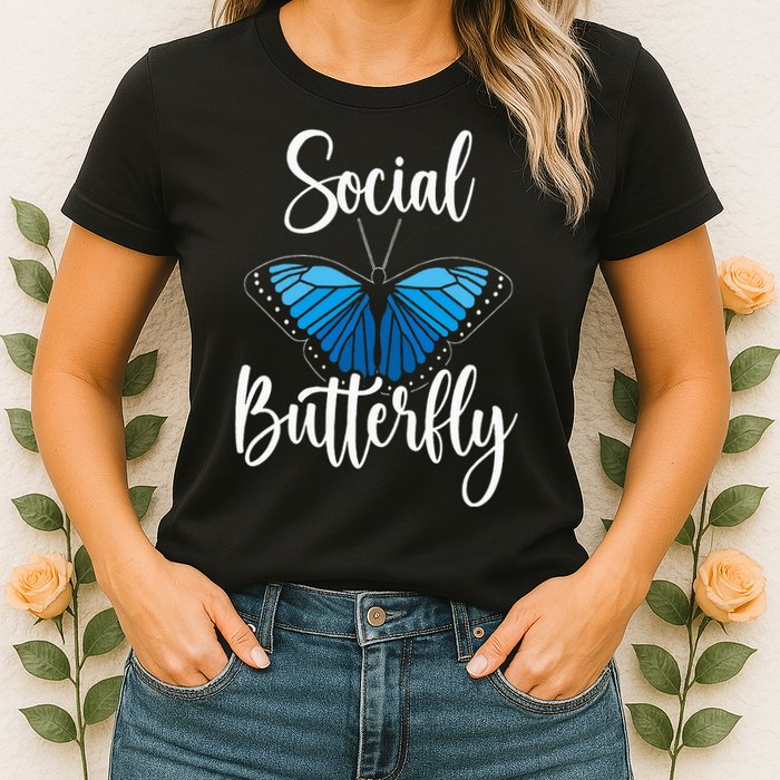 Social Butterfly Behavior Extroverted Extrovert Womens T-Shirt