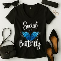 Social Butterfly Behavior Extroverted Extrovert Women's V-Neck T-Shirt