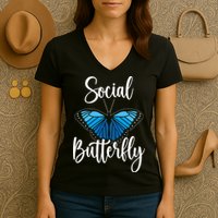 Social Butterfly Behavior Extroverted Extrovert Women's V-Neck T-Shirt