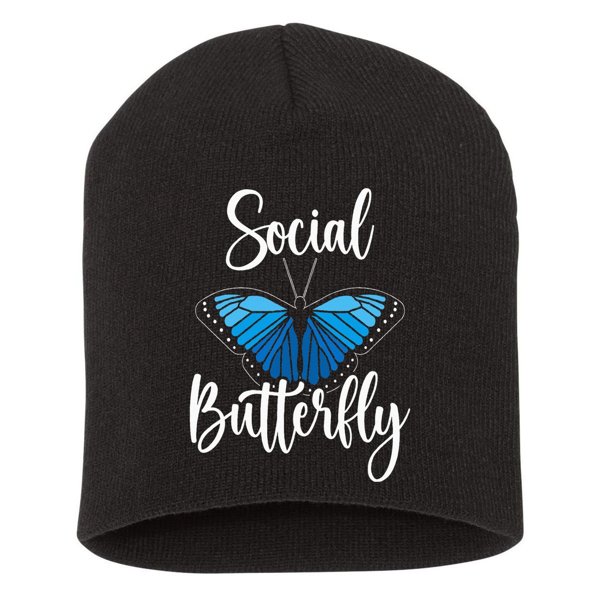 Social Butterfly Behavior Extroverted Extrovert Short Acrylic Beanie