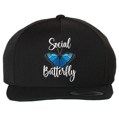 Social Butterfly Behavior Extroverted Extrovert Wool Snapback Cap