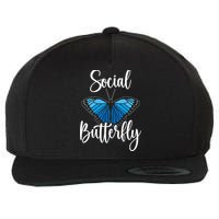 Social Butterfly Behavior Extroverted Extrovert Wool Snapback Cap