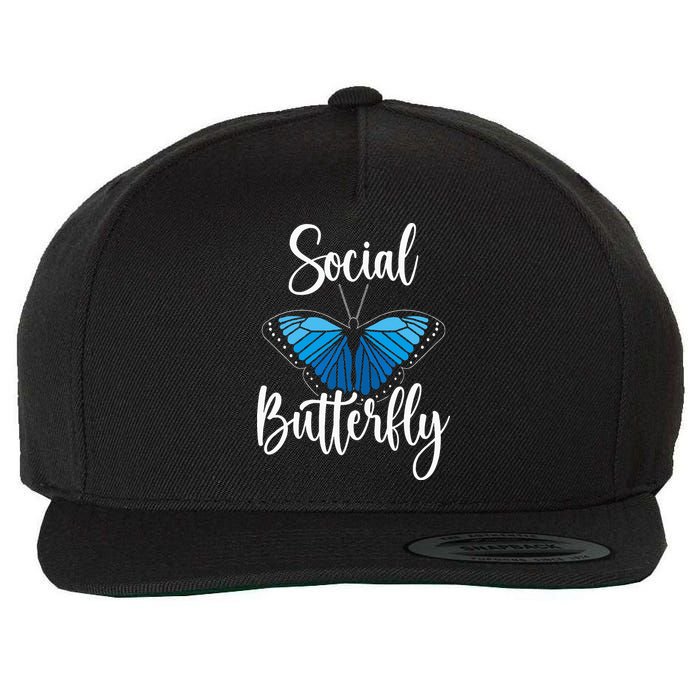 Social Butterfly Behavior Extroverted Extrovert Wool Snapback Cap