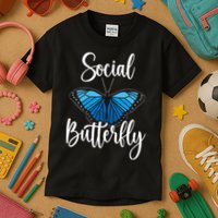 Social Butterfly Behavior Extroverted Extrovert Kids T-Shirt