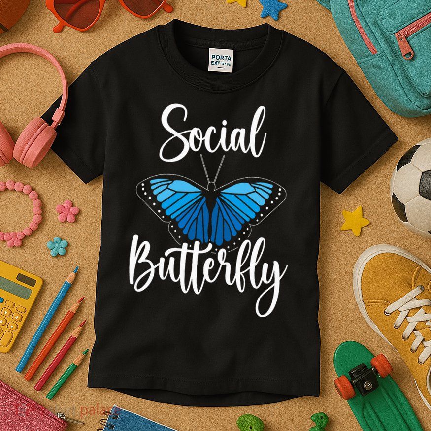 Social Butterfly Behavior Extroverted Extrovert Kids T-Shirt
