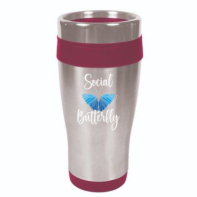 Social Butterfly Behavior Extroverted Extrovert 16oz Travel Tumbler