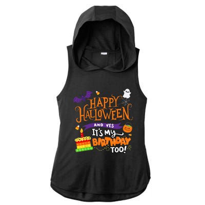 Spooky Birthday Bash Celebrating Halloween and My Special Day Ladies PosiCharge Tri-Blend Wicking Draft Hoodie Tank