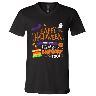 Spooky Birthday Bash Celebrating Halloween and My Special Day V-Neck T-Shirt