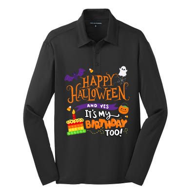 Spooky Birthday Bash Celebrating Halloween and My Special Day Silk Touch Performance Long Sleeve Polo