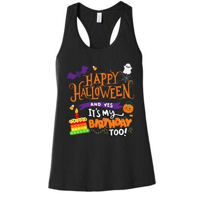 Spooky Birthday Bash Celebrating Halloween and My Special Day Women's Racerback Tank