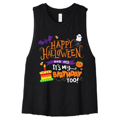 Spooky Birthday Bash Celebrating Halloween and My Special Day Women's Racerback Cropped Tank