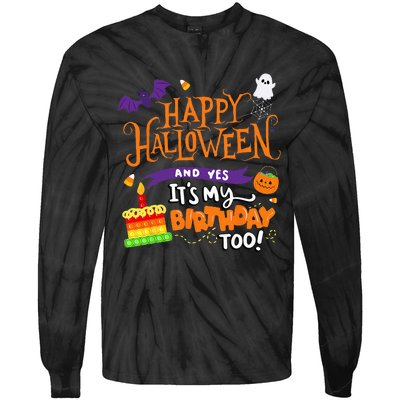 Spooky Birthday Bash Celebrating Halloween and My Special Day Tie-Dye Long Sleeve Shirt