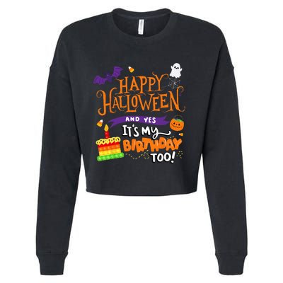 Spooky Birthday Bash Celebrating Halloween and My Special Day Cropped Pullover Crew