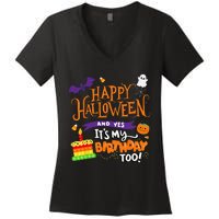 Spooky Birthday Bash Celebrating Halloween and My Special Day Women's V-Neck T-Shirt