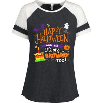 Spooky Birthday Bash Celebrating Halloween and My Special Day Enza Ladies Jersey Colorblock Tee