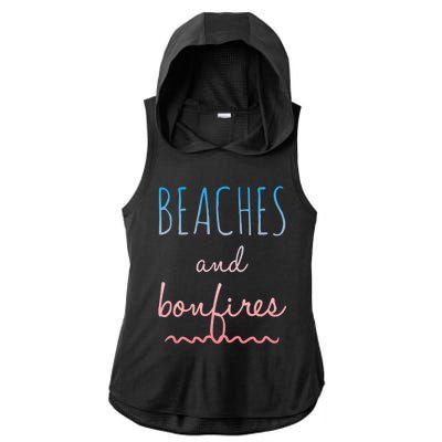 Summer Beaches Bonfires Love Saying Vacation Cute Ombre Pink Gift Ladies PosiCharge Tri-Blend Wicking Draft Hoodie Tank