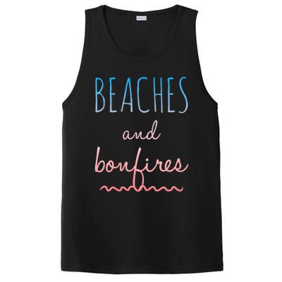 Summer Beaches Bonfires Love Saying Vacation Cute Ombre Pink Gift PosiCharge Competitor Tank