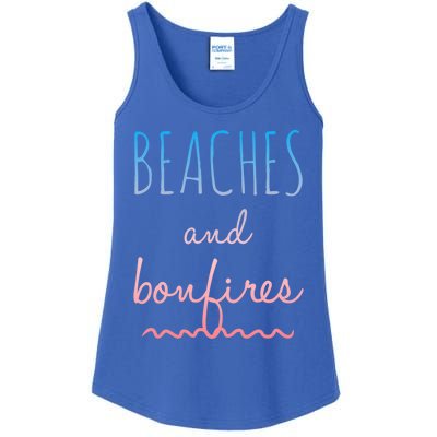 Summer Beaches Bonfires Love Saying Vacation Cute Ombre Pink Gift Ladies Essential Tank