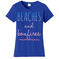 Summer Beaches Bonfires Love Saying Vacation Cute Ombre Pink Gift Women's T-Shirt